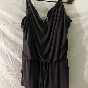 Aqua green Black swim Romper